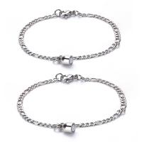 Casal pulseira e bracelete, aço inoxidável, with 1.96inch extender chain, com magnético & Vario tipos a sua escolha & para casal, 4mm, comprimento Aprox 7 inchaltura, vendido por Defina