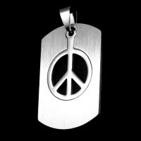 Rustfrit stål smykker Vedhæng, Stainless Steel, Peace Logo, oprindelige farve, 38x25x1mm, Solgt af PC