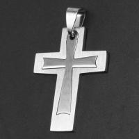 Nerezová ocel Cross Přívěsky, Nerez, Kříž, Původní barva, 34x26x1mm, Prodáno By PC