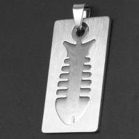 Bijoux pendentifs en acier inoxydable , rectangle, couleur originale, 40x22x1mm, Vendu par PC