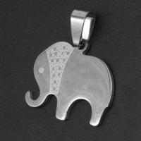 Edelstahl Tieranhänger, Elephant, originale Farbe, 21x25x1mm, verkauft von PC