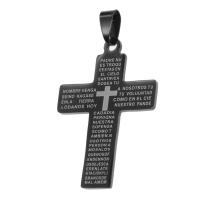 Nerezová ocel Cross Přívěsky, Nerez, Kříž, černý, 43x30x1mm, Prodáno By PC