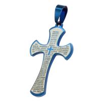 Nerezová ocel Cross Přívěsky, Nerez, Kříž, modrý, 40x24x1mm, Prodáno By PC