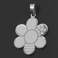 Pendentif fleur en acier inoxydable, couleur originale, 37x30x1mm, Vendu par PC