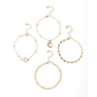 Sinc Alloy Anklet, plátáilte, 4 phíosa & unisex & le rhinestone, órga, Fad 22 cm, Díolta De réir Socraigh