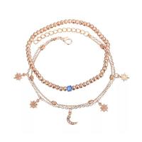 Sinc Alloy Anklet, multilayer & do bhean & le rhinestone, órga, 68mm, Fad 22 cm, Díolta De réir PC