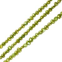 Barok Gekweekte Zoetwater Parel kralen, groen, 6-7mm, Gat:Ca 0.8mm, Per verkocht 14.5 inch Strand