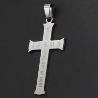 Nerūdijančio plieno Cross Pakabukai, Nerūdijantis plienas, Kirsti, Originali spalva, 50x26x1mm, Pardavė PC