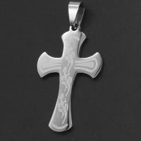 Nerezová ocel Cross Přívěsky, Nerez, Kříž, Původní barva, 40x24x1mm, Prodáno By PC