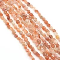 Sunstone Bead, Nuggets, du kan DIY, rød, 6-8mm, Solgt Per 38 cm Strand