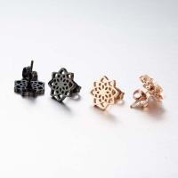 Stainless Steel Stud Øreringe, Flower, forgyldt, mode smykker & for kvinde, flere farver til valg, Solgt af par