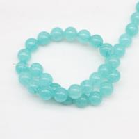 Chalcedony Bead, Runde, poleret, Naturligt & du kan DIY & forskellig størrelse for valg, hav blå, Solgt Per 14.96 inch Strand