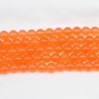 Orange kalcedona Perla, Krug, uglađen, Prirodno & možete DIY & različite veličine za izbor, crvenkasto narančasti, Prodano Per 14.96 inčni Strand