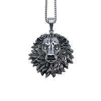 Acier inoxydable animaux Pendentifs, lion, Placage, noircir, 55x58mm, Vendu par PC