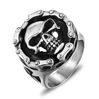 Titantium Steel fingerring, Titanium Stål, Skull, poleret, forskellig størrelse for valg & sværte, Solgt af PC