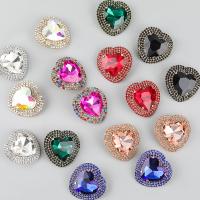 Rhinestone Ørering, Zinc Alloy, Heart, mode smykker & for kvinde & med rhinestone, flere farver til valg, nikkel, bly & cadmium fri, 42x42mm, Solgt af par