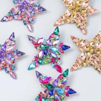 Strass Earring, Zinc Alloy, Ster, mode sieraden & voor vrouw & met strass, meer kleuren voor de keuze, nikkel, lood en cadmium vrij, 65x76mm, Verkocht door pair