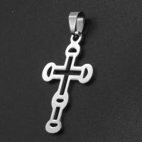 Nerūdijančio plieno Cross Pakabukai, Nerūdijantis plienas, Kirsti, Originali spalva, 40x24x1mm, Pardavė PC