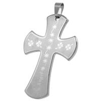 Nerūdijančio plieno Cross Pakabukai, Nerūdijantis plienas, Kirsti, daugiau spalvų pasirinkimas, 55x39x1mm, Pardavė PC