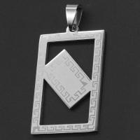 Bijoux pendentifs en acier inoxydable , rectangle, couleur originale, 36x24x1mm, Vendu par PC