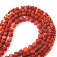 Prirodni Red ahat perle, Red Agate, Krug, uglađen, Prirodno & možete DIY & različite veličine za izbor & mat, Prodano Per 14.96 inčni Strand