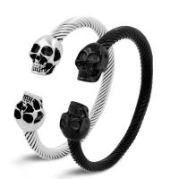 Titanium Stål Cuff Bangle, Skull, forgyldt, Unisex & sværte, flere farver til valg, 170mm, Solgt af PC