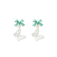 Zinc Alloy Drop Earrings Butterfly handmade for woman green Sold By Lot