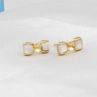 Messing Earring Bericht, met Schelp, Strik, gouden, 13x6x2mm, Verkocht door PC