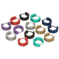 Huggie Hoepel Oorbel, Roestvrij staal, Ronde, plated, hypo allergische & uniseks, meer kleuren voor de keuze, 14mm, Verkocht door pair