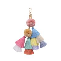 Key Chain, Zinc Alloy, med Bomuldsgarn, Tassel, rosa guld farve forgyldt, for kvinde, flerfarvede, nikkel, bly & cadmium fri, 220x245mm, Solgt af PC