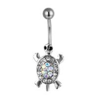 Rustfrit stål Belly Ring, 316 Stainless Steel, sølvfarvet forgyldt, mode smykker & Unisex & med rhinestone, flere farver til valg, 5x1.60x11mm, Solgt af PC