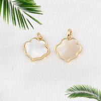 Brass Jewelry Pendants with White Shell real gold plated white nickel lead & cadmium free Sold By PC