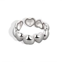 Messing Cuff fingerring, Heart, forgyldt, Justerbar & for kvinde, flere farver til valg, 6mm, Størrelse:14, 5pc'er/Lot, Solgt af Lot