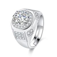 Strass vinger Ring, Messing, platinum plated, Verstelbare & voor de mens & met strass, 19mm, 5pC's/Lot, Verkocht door Lot