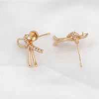 Messing Earring Bericht, Strik, micro pave zirconia, gouden, 15x12x4mm, Verkocht door PC