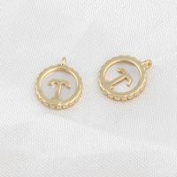 Brass Jewelry Pendants with Shell Round golden Sold By PC