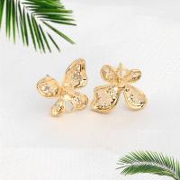 Brass Earring Post, cobre, Borboleta, dourado, 13x14x2mm, vendido por PC