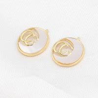 Brass Jewelry Pendants with Shell Round golden Sold By PC