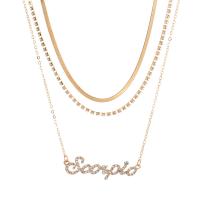 Collana Multi strato, lega in zinco, placcato, multistrato & per la donna & con strass, dorato, Venduto da set