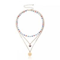 Collier de mode Multi couche, alliage de zinc, avec résine, Mauvais œil, Placage, multicouche & pour femme, plus de couleurs à choisir, Longueur 45 cm, Vendu par fixé