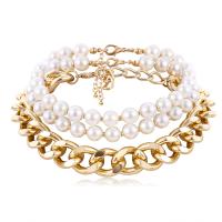 Gelaagde choker, Zinc Alloy, met Plastic Pearl, gold plated, 3 stuks & mode sieraden & voor vrouw, gouden, Verkocht door Stel