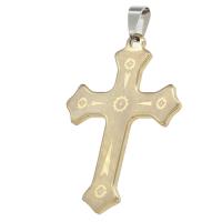 Nerezová ocel Cross Přívěsky, Nerez, Kříž, zlatý, 50x36x1mm, Prodáno By PC