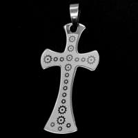 Nerūdijančio plieno Cross Pakabukai, Nerūdijantis plienas, Kirsti, Originali spalva, 48x26x1mm, Pardavė PC