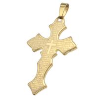 Nerūdijančio plieno Cross Pakabukai, Nerūdijantis plienas, Kirsti, aukso, 54x35x1mm, Pardavė PC