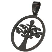 Rustfrit stål smykker Vedhæng, Stainless Steel, Lucky Tree, sort, 31x28x1mm, Solgt af PC