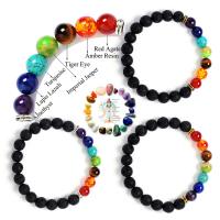 Gemstone Bracelets Lava with Gemstone Buddhist jewelry & Unisex 8mm Sold By Strand