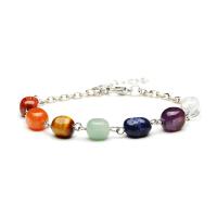 Gemstone Bracciali, Pietra naturale, Irregolare, unisex & catena ovale, Venduto per Appross. 7 pollice filo