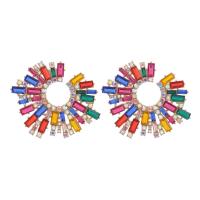 Strass Earring, Zinc Alloy, mode sieraden & voor vrouw & met strass, meer kleuren voor de keuze, nikkel, lood en cadmium vrij, 68x58mm, Verkocht door pair