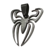 Rustfrit stål smykker Vedhæng, Stainless Steel, Spider, sort, 29x25x1mm, Solgt af PC