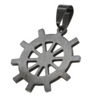 Rustfrit stål smykker Vedhæng, Stainless Steel, Ship Wheel, sort, 28x27x1mm, Solgt af PC